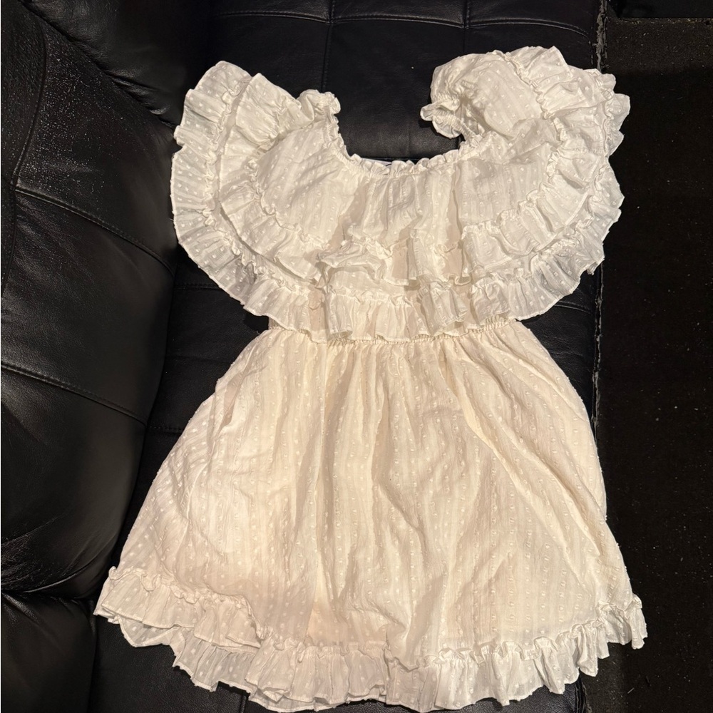 White Ruffle Off-Shoulder Mini Dress